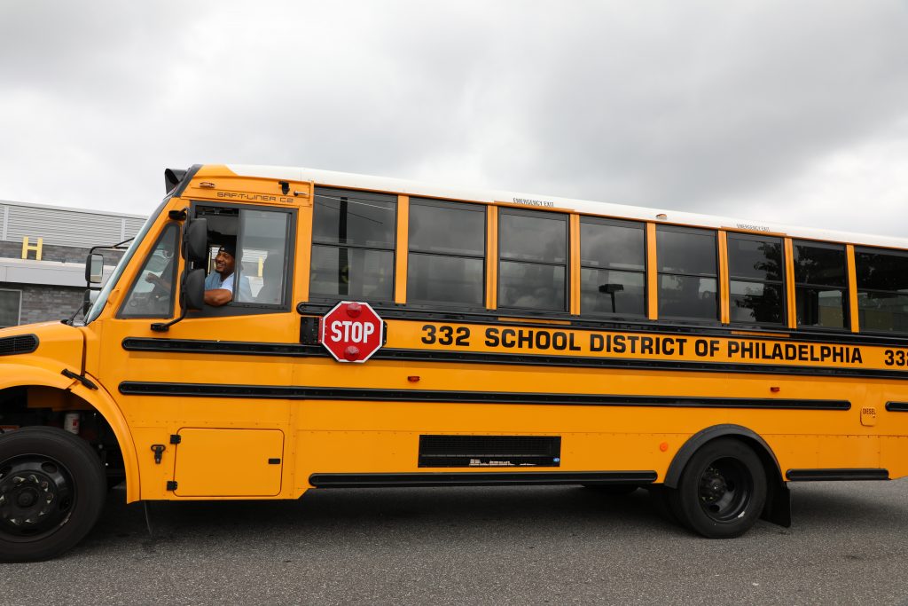 School bus with driver