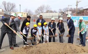 Principal Jenkins, Adaire Students and members of the SRC during the ground breaking ceremony for the new school yard.