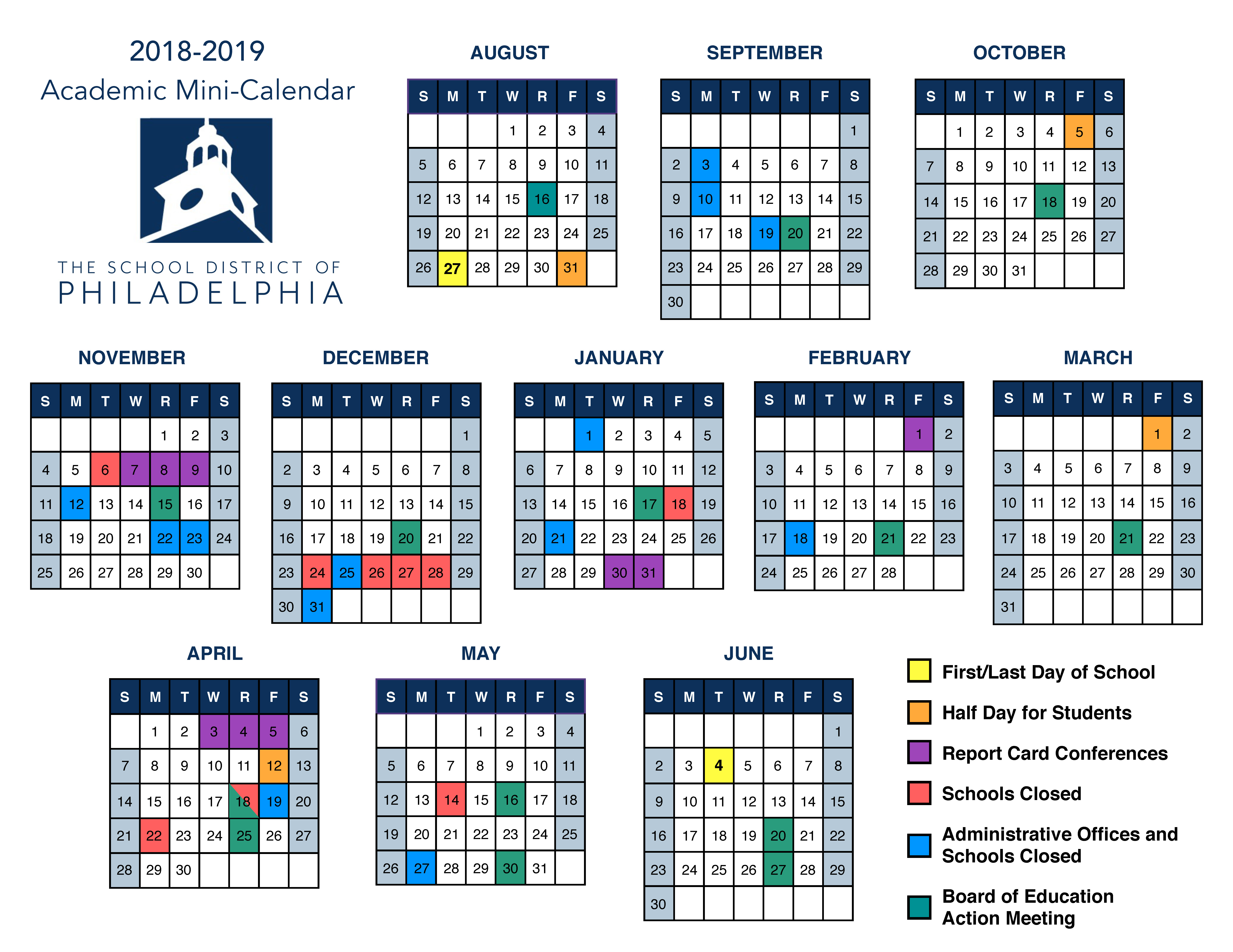 2018-2019 School Year Calendar - Benjamin Franklin High School