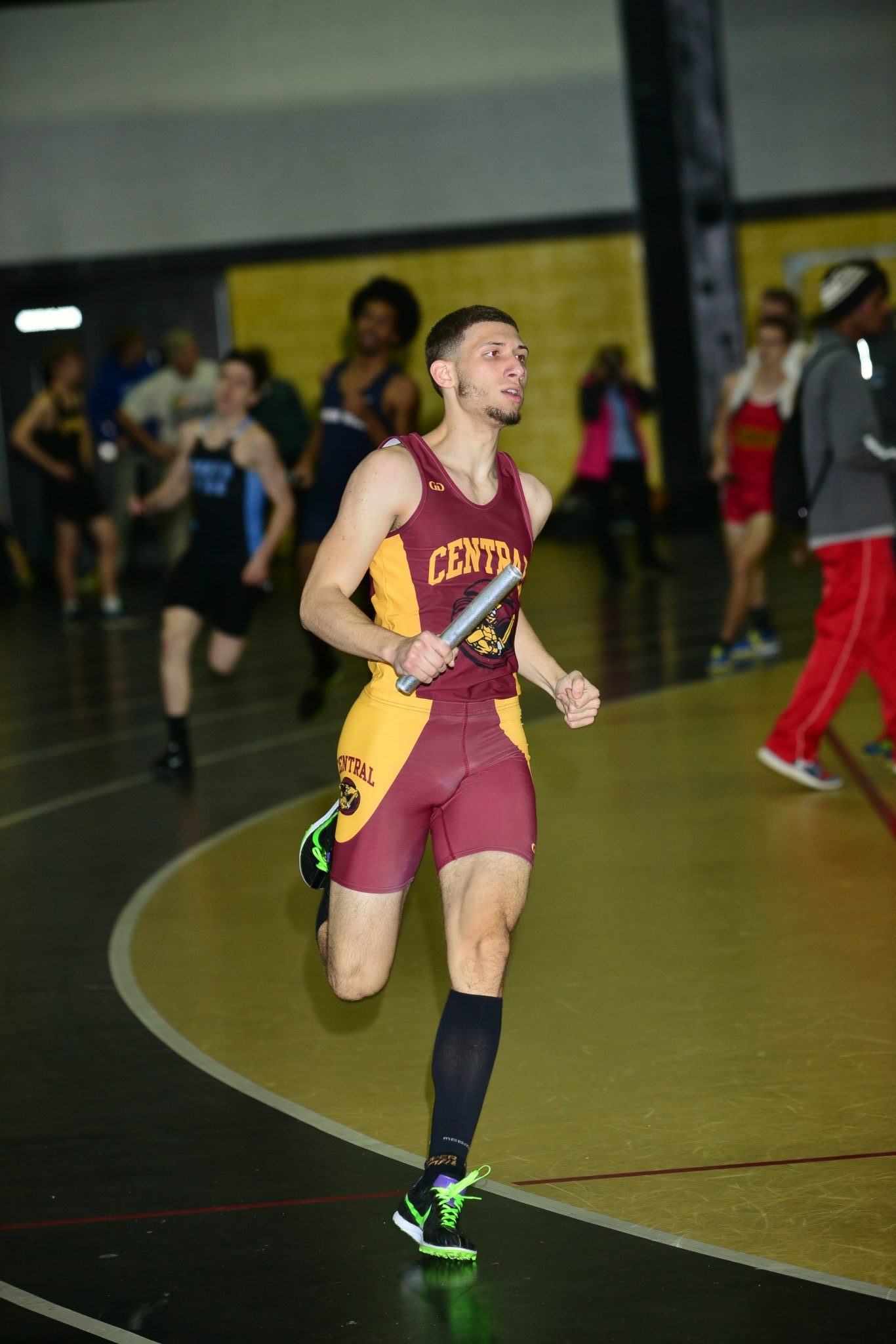 Runner leading around a turn