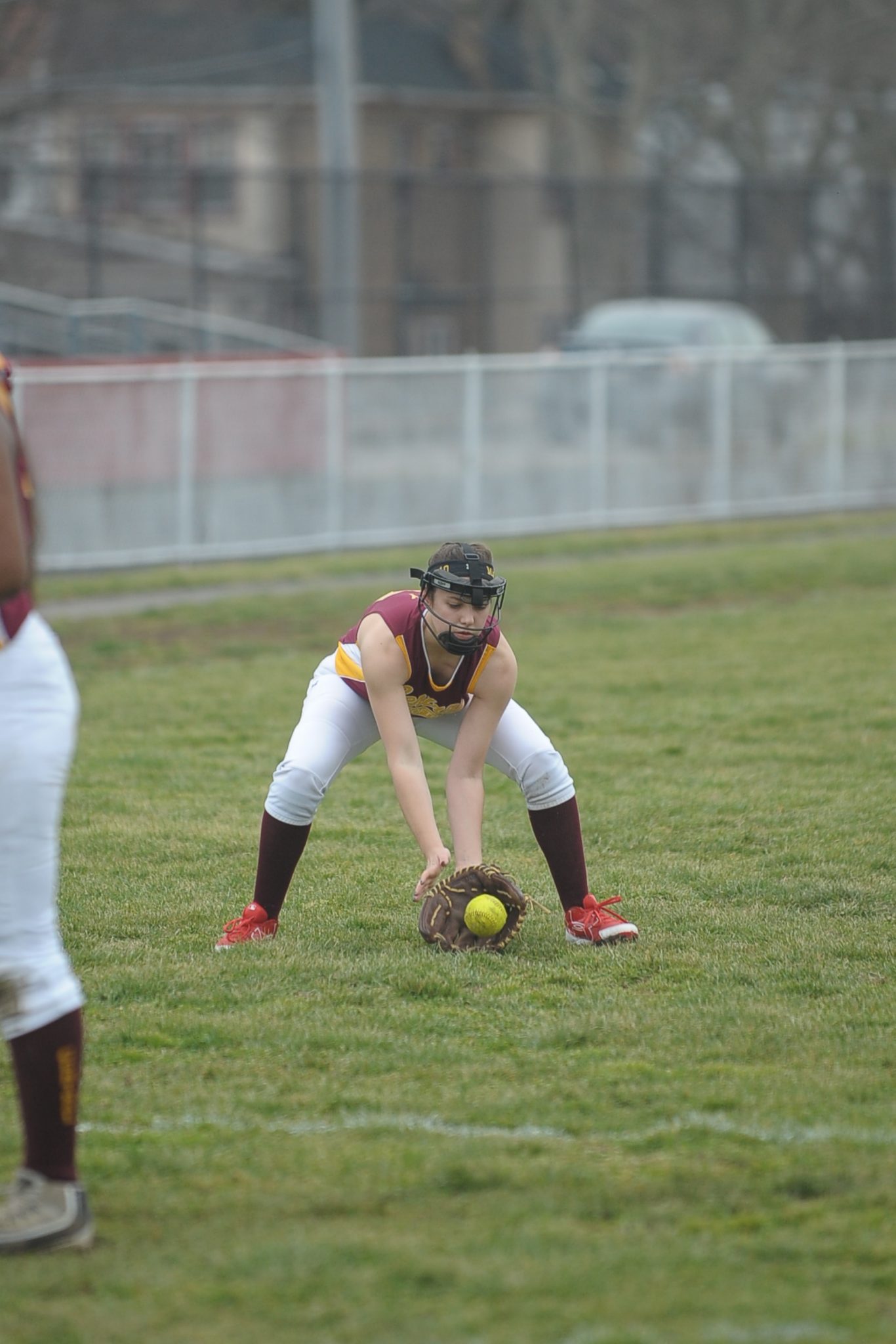 Player catching a ground ball