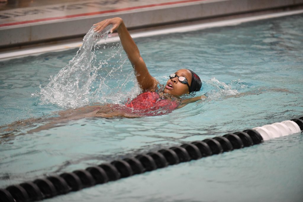 Girl doing the back stroke