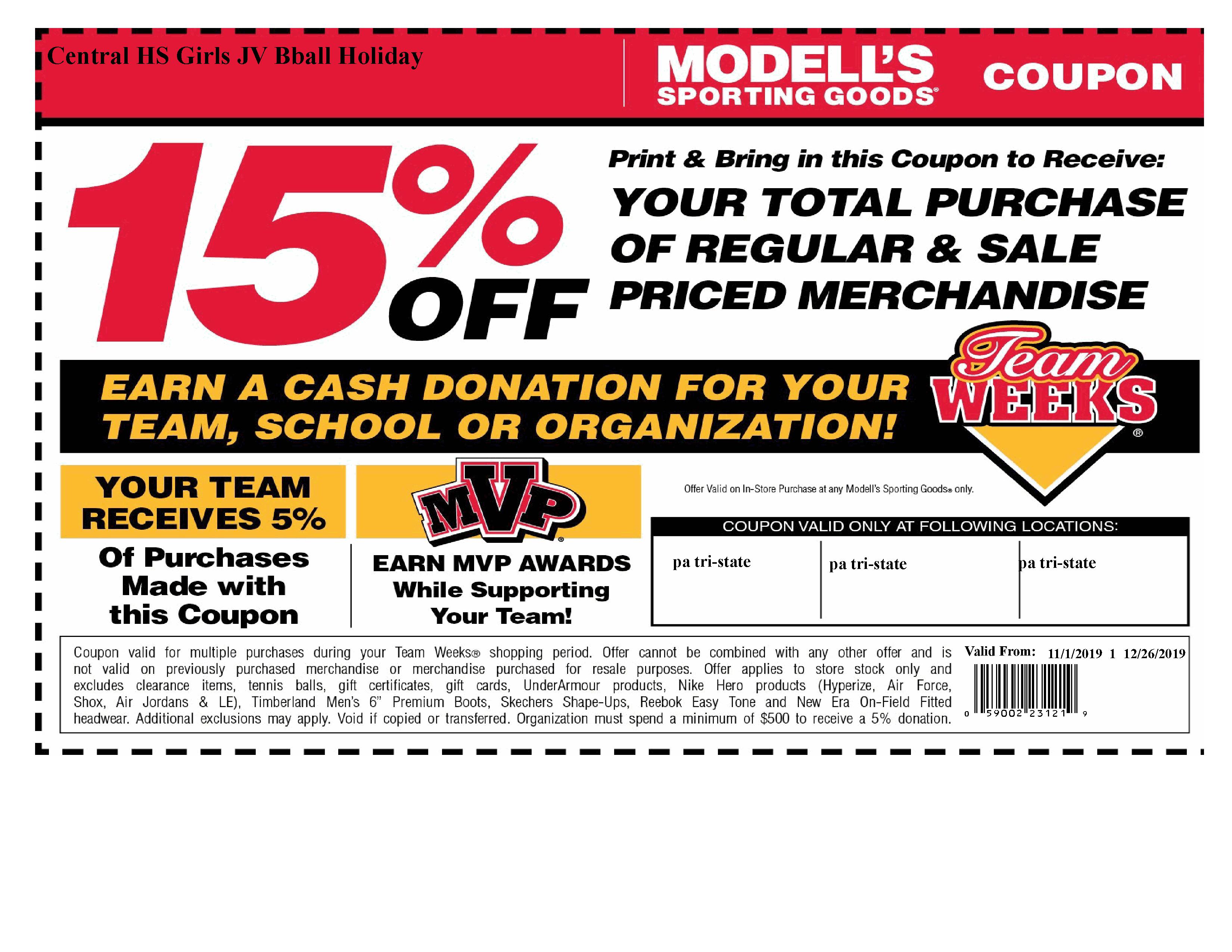 15% off Modell's