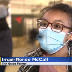 Iman-Renee McCall's medium close up of face doing an interview with CBS Philly