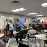 Conrail staff members presenting to CTE students