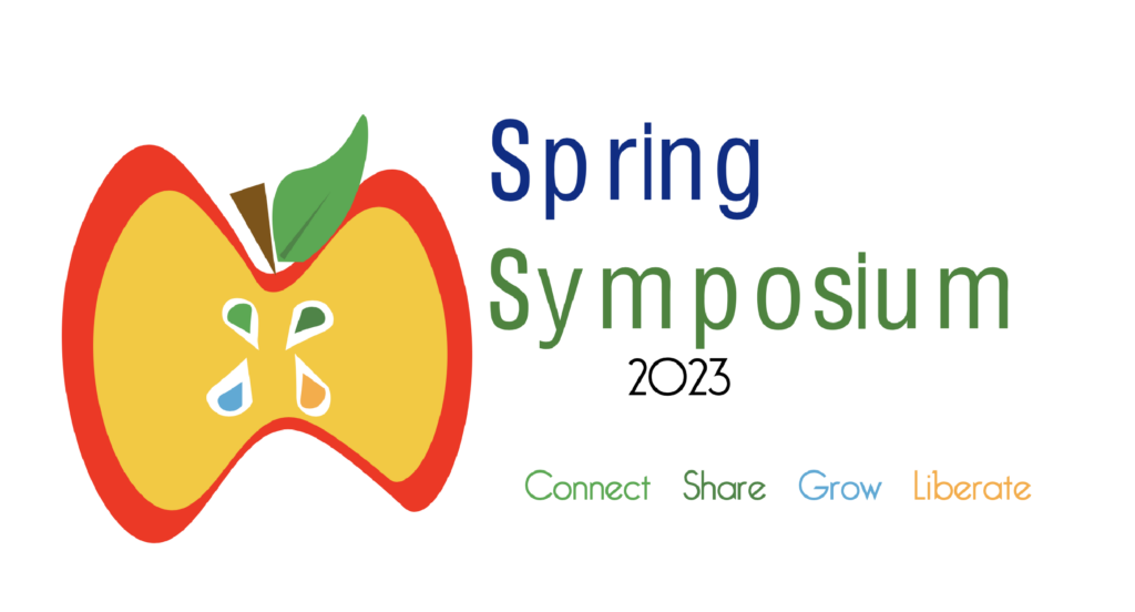 Spring Symposium 2023 Logo. On left there is an illustration resembling a cut half of an apple. Below the title reads: 
