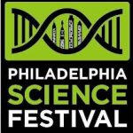 Green and black Philadelphia Science Festival Logo with a DNA Strand