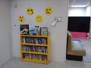 Bookshelf at new community library