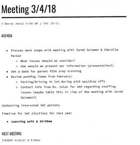 agenda for carnell SAC Meeting - for accessbility helpl call 215-400-4180 Option 5