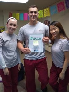 Volunteers from Temple University College of Public Health say, "#iVolunteerBecause we want to give back to the community."