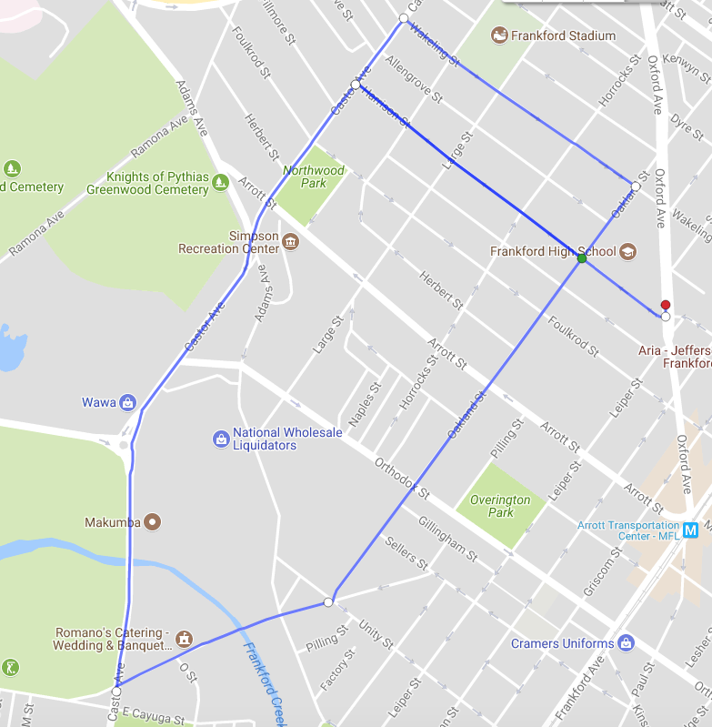 2018 Frankford 5K Race Map