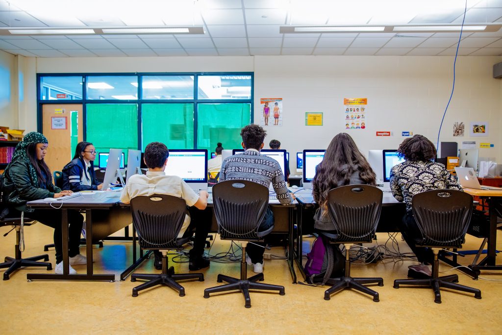 Youth working in computer lab