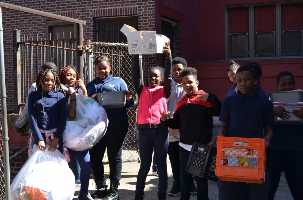 Students participating in a De-Cluttering Event