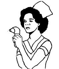 black and white drawing of a nurse