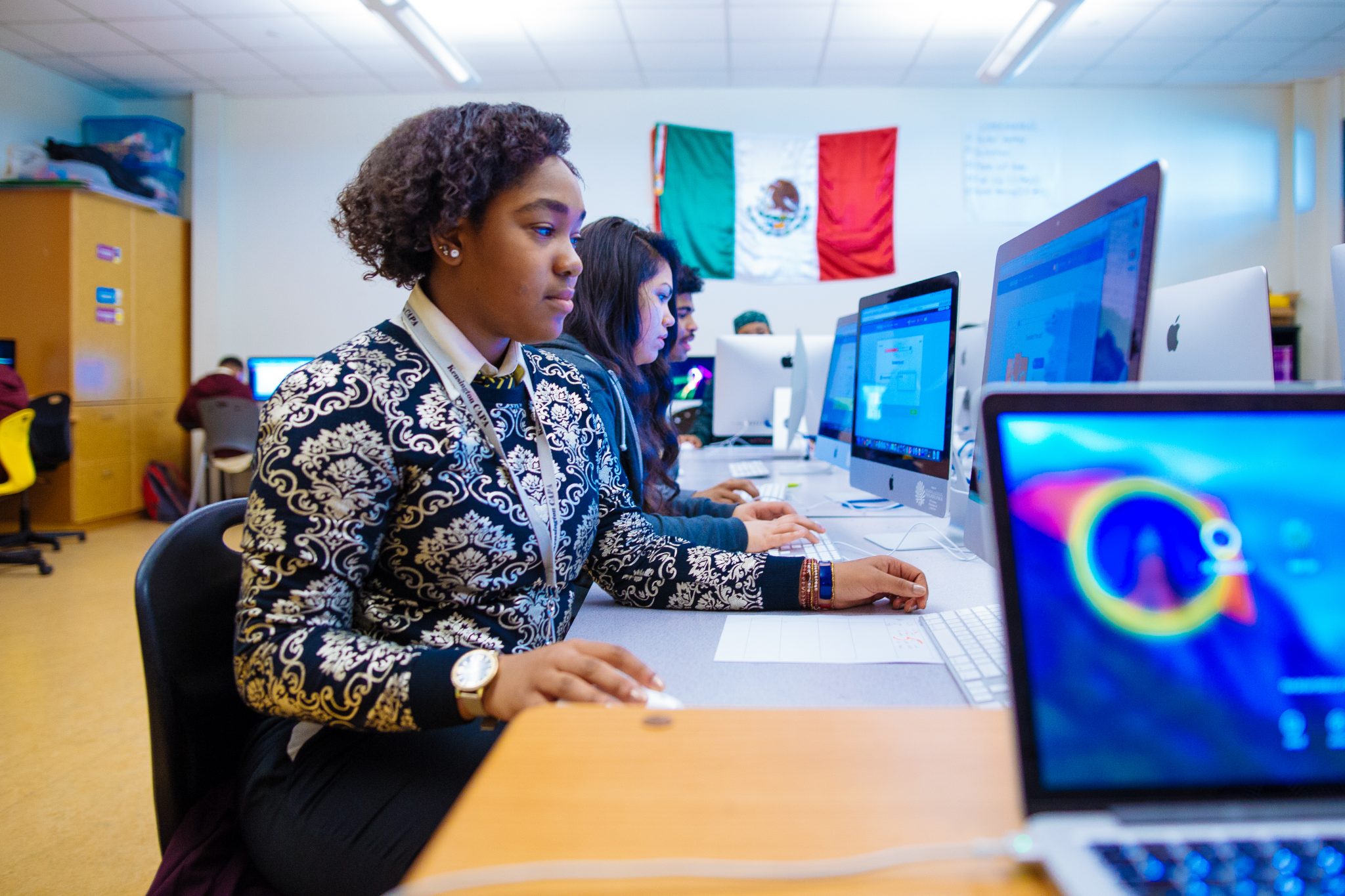 Student working at a computer