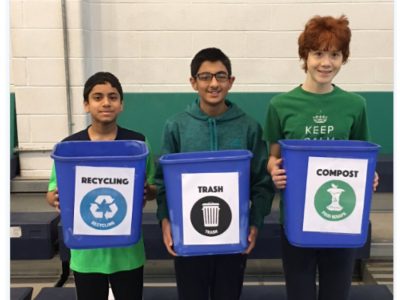 MS_SCI08 students with recycling bins