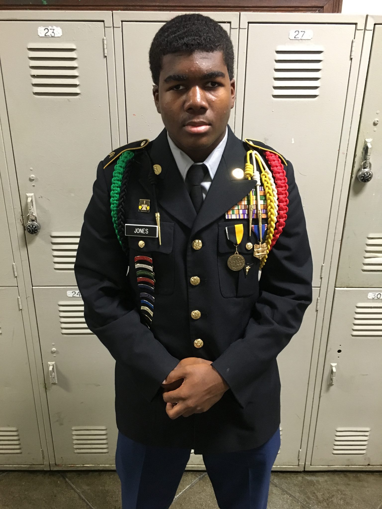 Cadet Jones wearing Class A Uniform