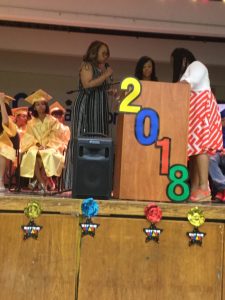 Ms. Harris, Mrs. Polk and Ms. Morris getting ready to present awards to students