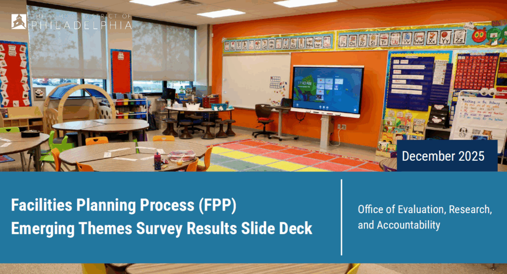 Picture of an SDP elementary classroom with brightly colored walls as a cover slide for Facilities Planning Process Emerging Themes Survey Results