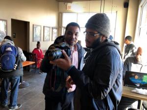 Mr. Stevenson & Students filming on Location in Starbucks