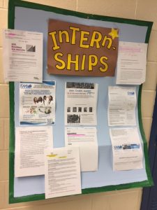 Internship board posted in the Science wing 