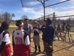 Gabby Wunder reading the pre-game sportsmanship pledge