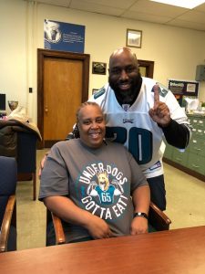 Mr. Vance & Ms. Marie in their Eagles gear