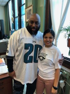 Mr. Vance & Monali in their Eagles gear