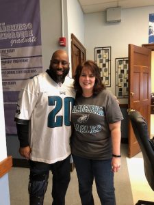 Mr. Vance & Ms. Arnold in their Eagles gear