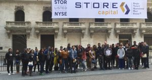 Students at New York Stock Exchange