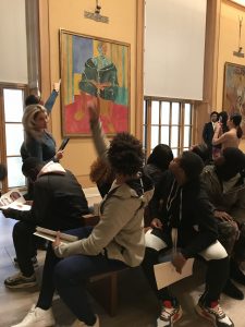 Students paticipating in a lecture at the Barnes.