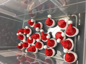 Biotech students holiday 3D printing Santa hats