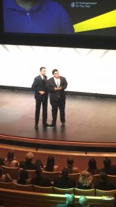 Jonah Woods recieving a scholarship at the Kimmel Center