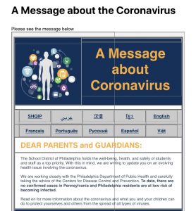 A message on corona virus