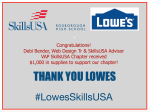 Lowes Skills USA grant award to Web design and VAP