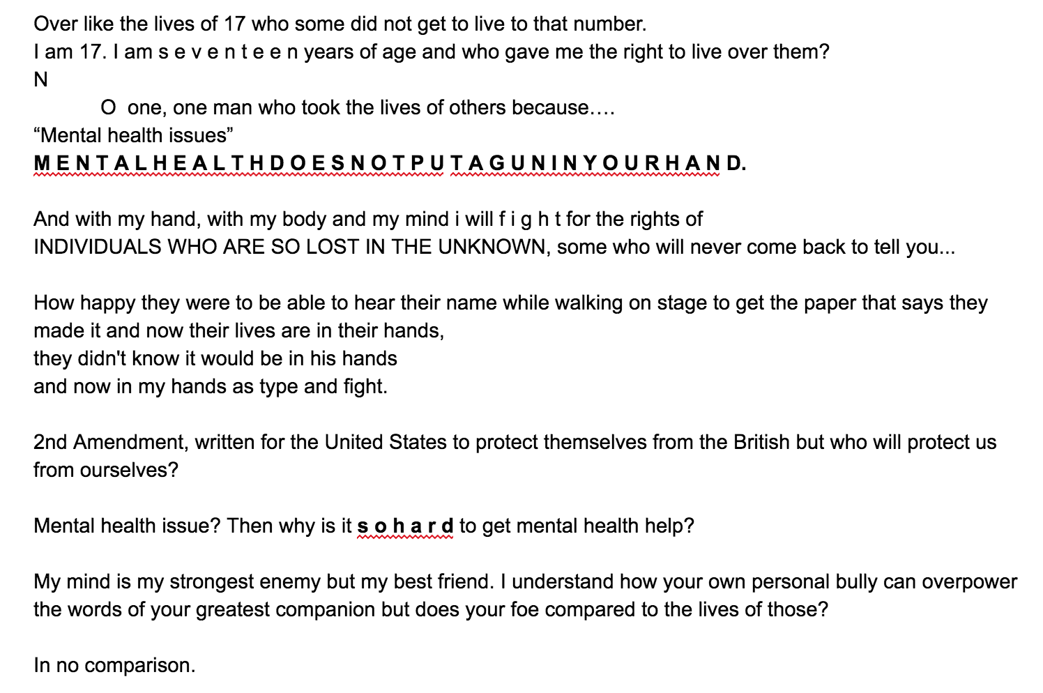 11th Grade Social Justice Writing Contest Winner Arts