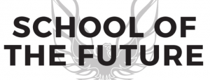 The words "School of the Future" with a gray phoenix behind the letters
