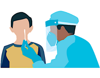 Image of a Dr. swab testing a student