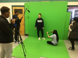 Students working in the Recording Studio on a Media Project