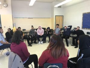 Students in a circle conversation during Advisory