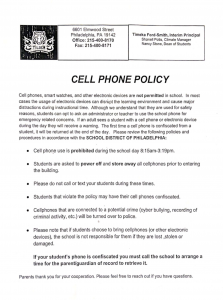 Cell Phone Policy