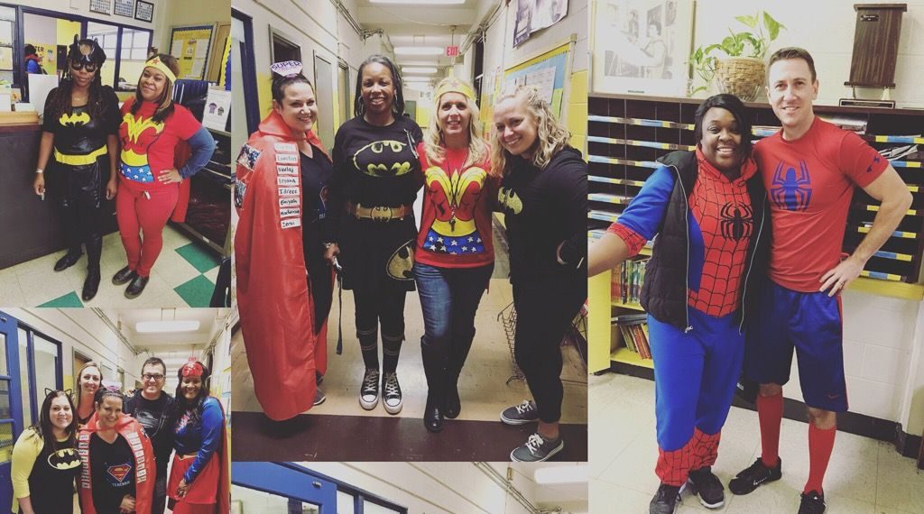 Staff dressed as Superheros