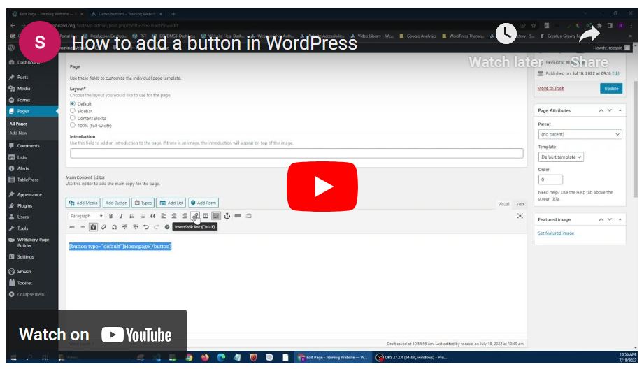 How to create a button in WordPress