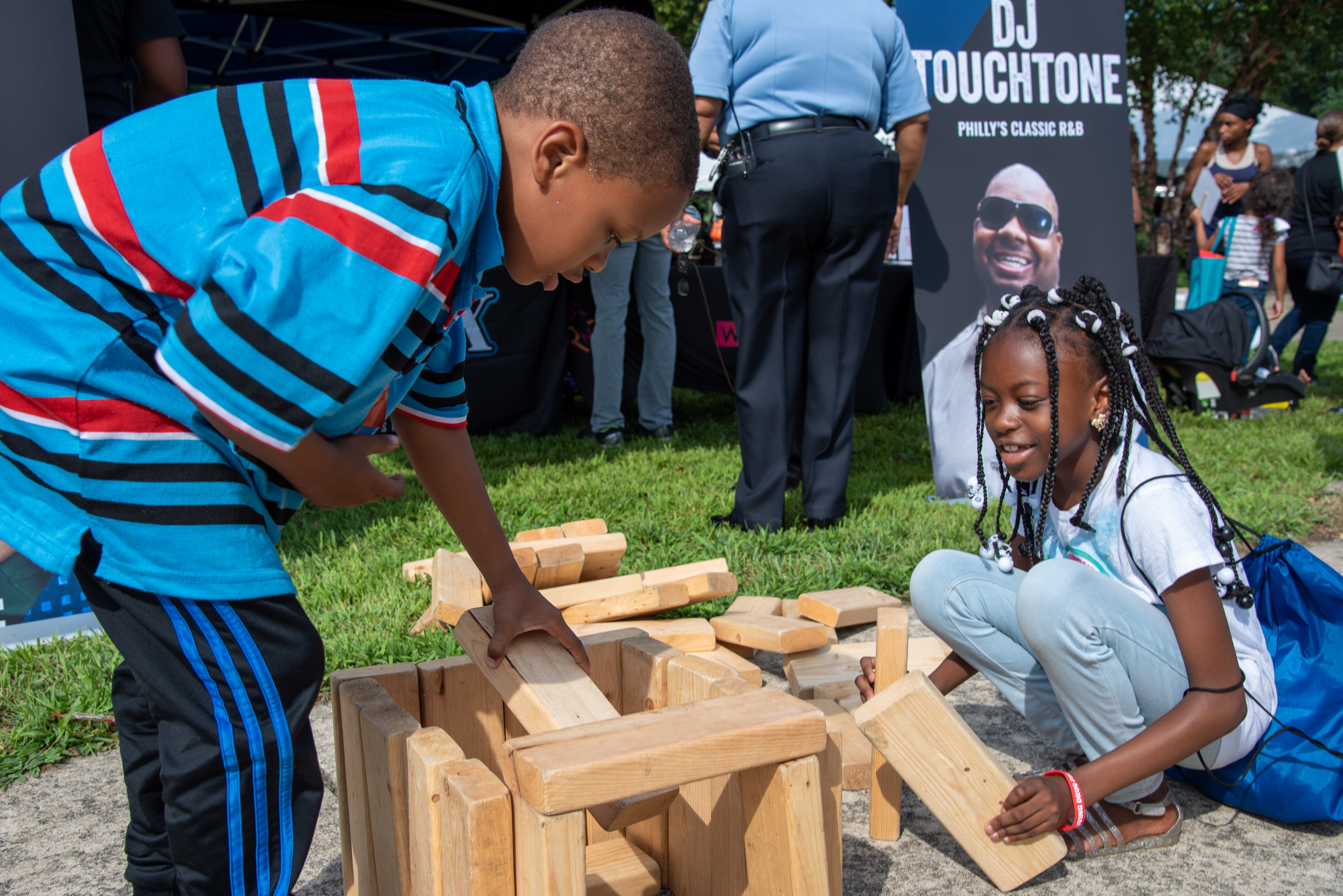 Back to School Kids playing with blocks