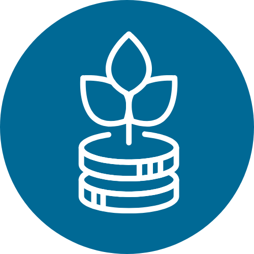 Financial literacy icon – coins with a sprouting plant