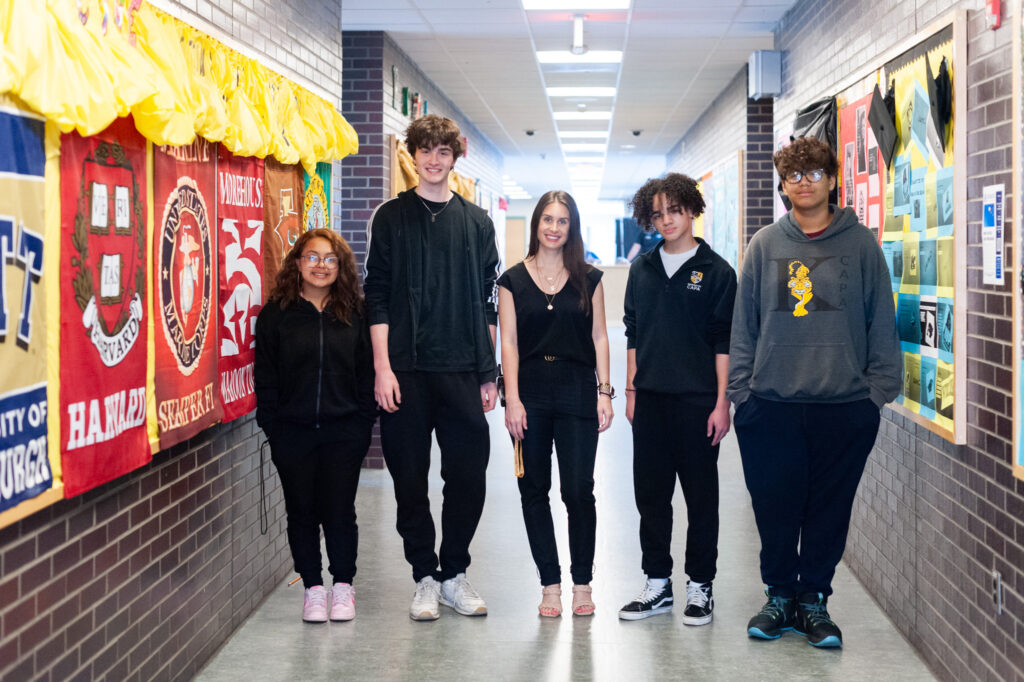 High School students in hallway